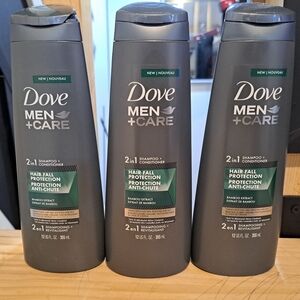 3 Dove Men+Care 2-in-1 Hair Fall Protection Shampoo & Conditioner. 355ml X3
